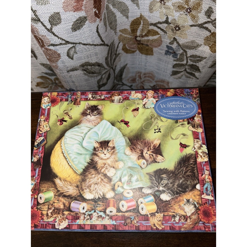 Victoriana Cats 1000 Piece Puzzle By Cynthia Hart. Sewing With Kittens